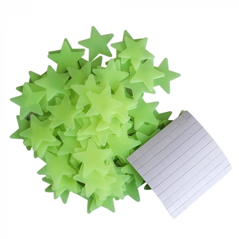 Пакет с 100 фосфоресциращи звездички, идеални за детска стая