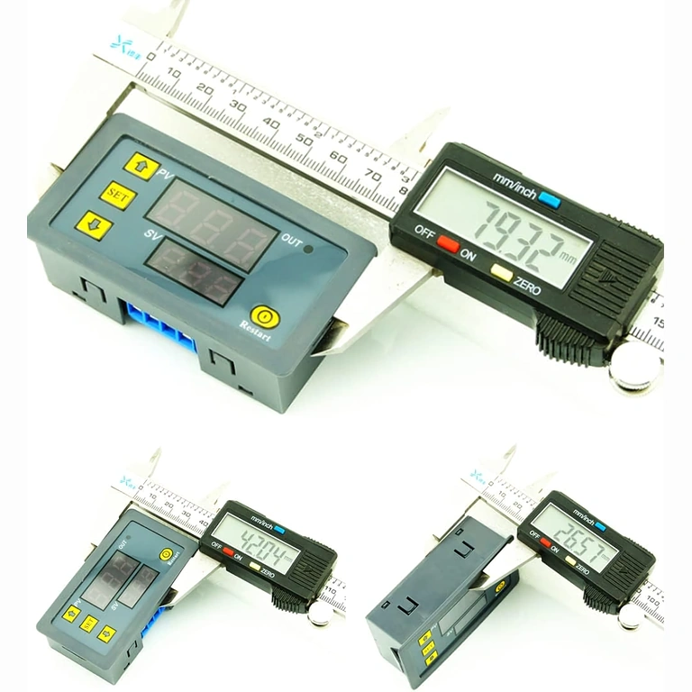 Преден изглед на модула с отбелязани размери