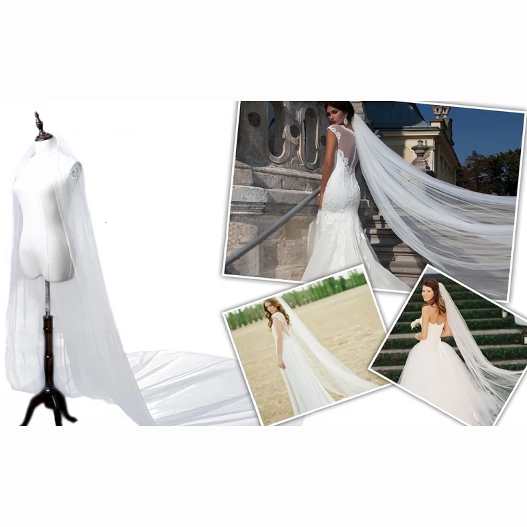 Дълъг бял воал, който добавя елегантност и мистерия на булката