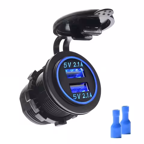 Автомобилна запалка с двоен USB 12V/24V – зарядно за панел 2x 2.1A с LED и защита