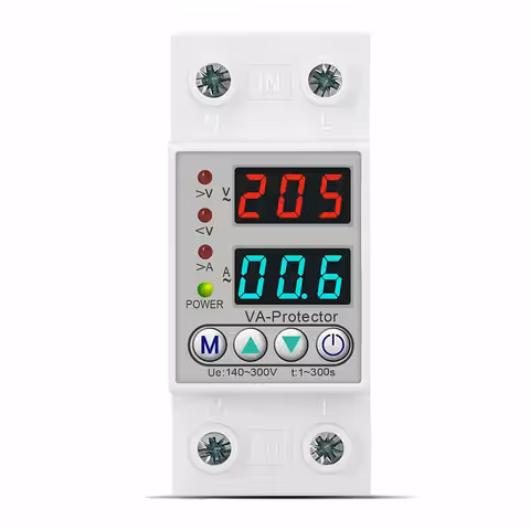 Реле за мониторинг и защита от пренапрежение монофазно 220V 63A с дигитален дисплей и автоматично ресетиране