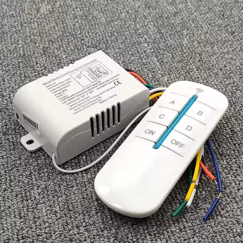 Прекъсвач за светлина с дистанционно 4 канала 220V – приемник за автоматизация на полилеи и лампи