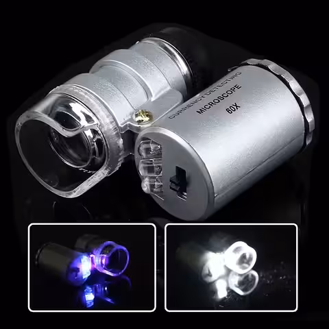 Микроскоп ЛУПА 60x с LED и UV лампа – уред за проверка на пари, бижутер и часовникар