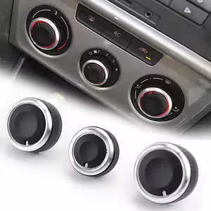 Комплект 3 бутона климатик AC табло VW Golf 5 6 Passat B6 B7 Skoda Octavia 2 – алуминий
