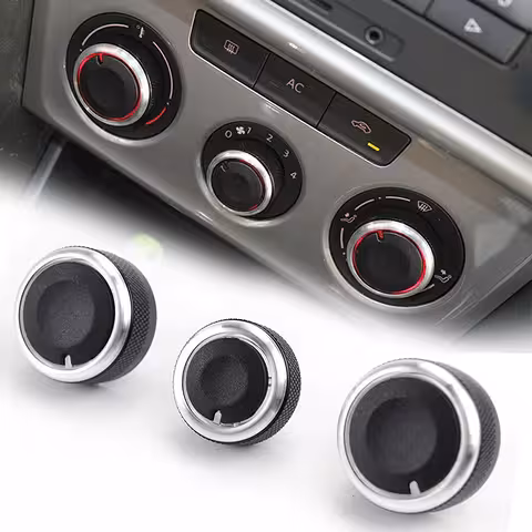 Комплект 3 бутона климатик AC табло VW Golf 5 6 Passat B6 B7 Skoda Octavia 2 – алуминий