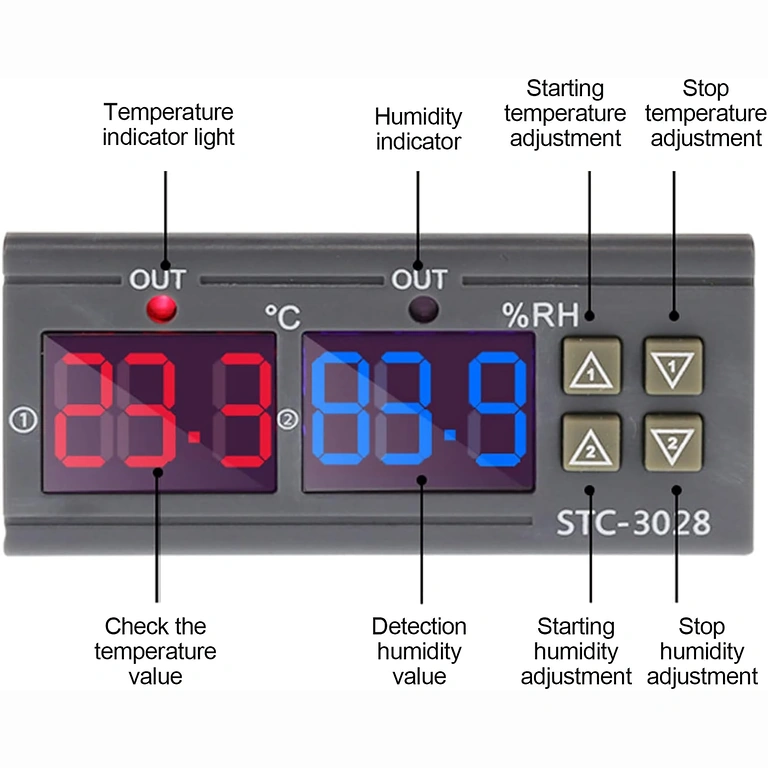 Бутони за настройка на температурата и влажността