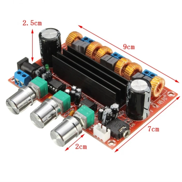 Регулиране на обема XH-M139 – детайл Близък план на бутоните за звук и тон на модул XH-M139