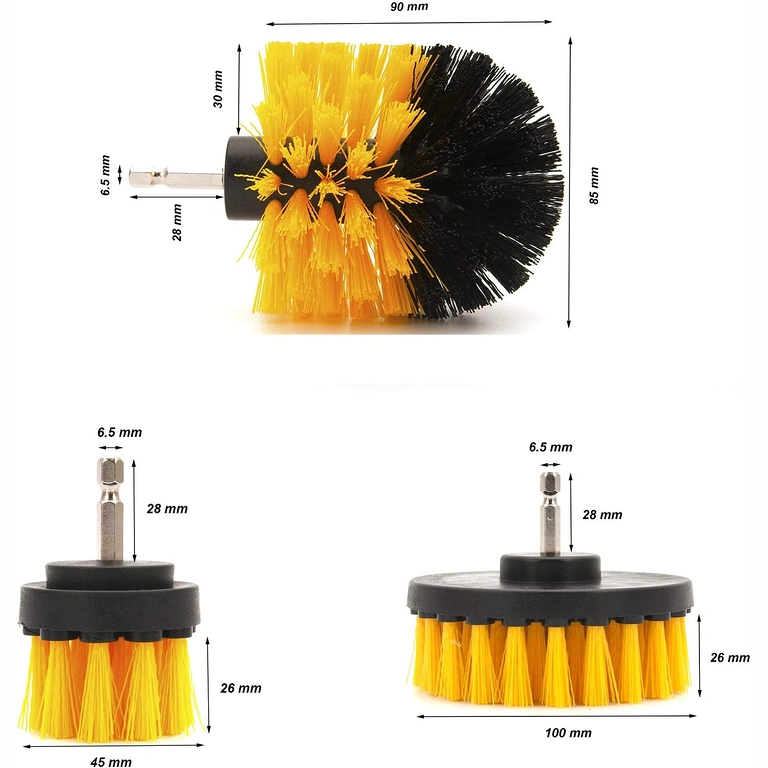 Снимка на трите четки с размери: 12cm, 8.5cm, 5cm