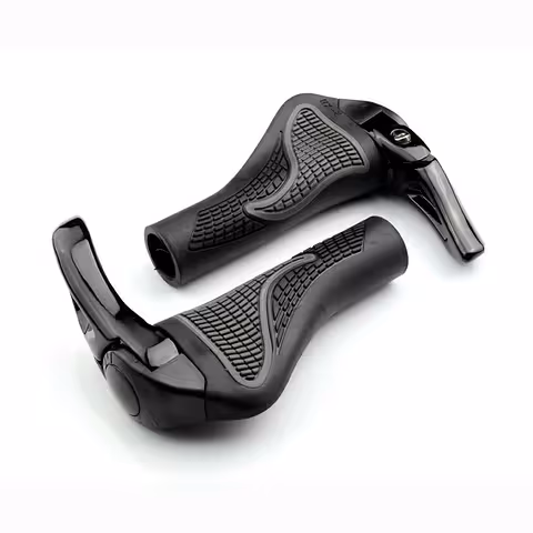 Ергономични черни ръкохватки за кормило MTB с рогца lock-on за велосипед и електрическа тротинетка