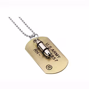 Милитъри верижка Dog Tag с куршум от неръждаема стомана – колие Army мъже 70 см