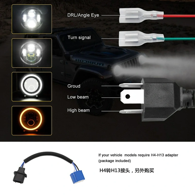 Кръгъл LED фар за Harley FLD, Touring, Softail (1991–2013)