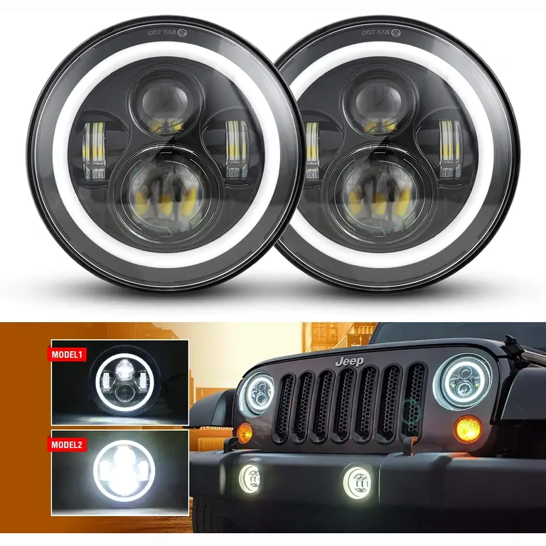 Halo LED фар за Jeep, с къси/дълги светлини и сигнализация