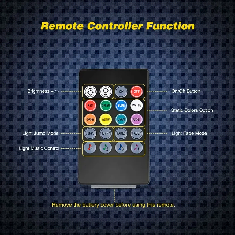 RGB LED лента с дистанционно за автомобил Комплект за интериорно осветление с дистанционно и многобройни цветове