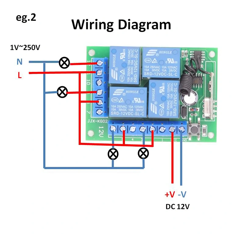 Схема за монтаж на релей 4 канала 12V