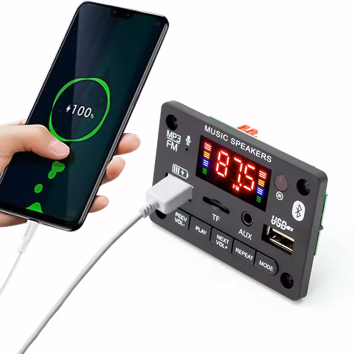 Bluetooth стерео модул 5.0 с аудио усилвател 2x40W за говорители