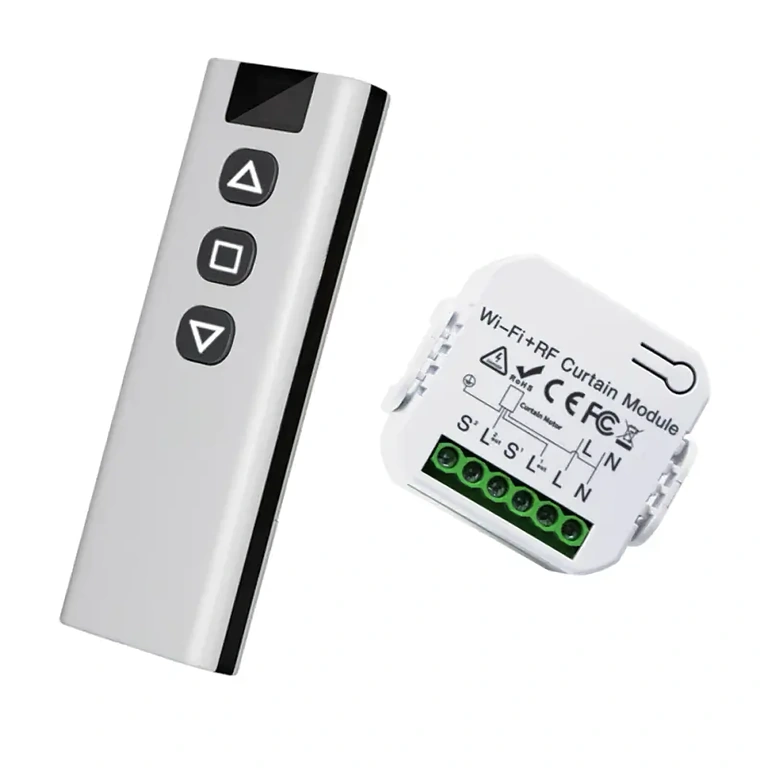 Детайл на интелигентното дистанционно за завеси, пердета или щори