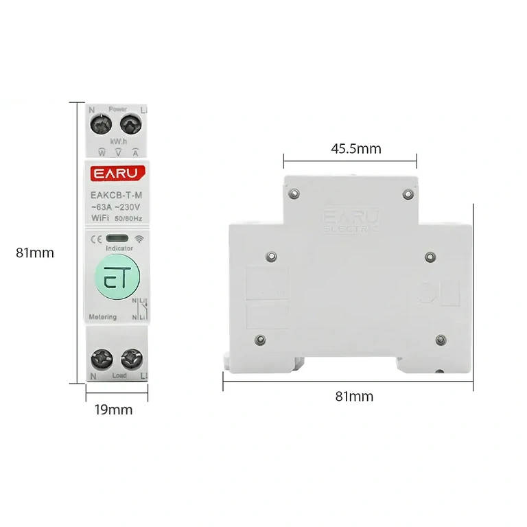 Електромер с предпазен капак Страничен изглед на електромер с защита на клемите за връзка