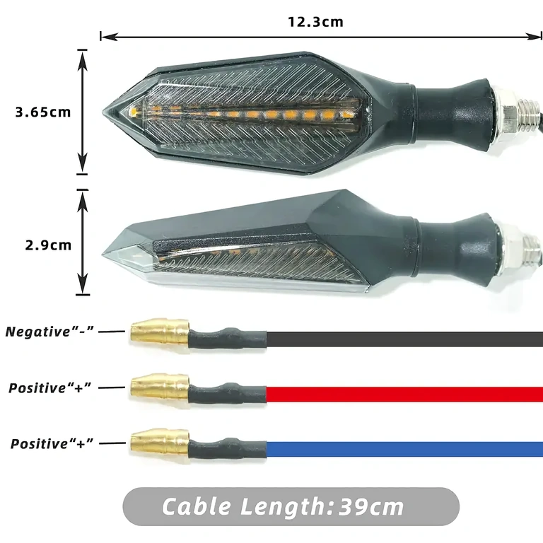Сигнализации с 3-жична връзка Мигачи с черен, син и червен кабел за свързване