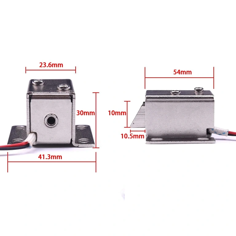 Електромагнитна брава 12V – размери Размери на електромагнитната ключалка 12V, показани на изображението
