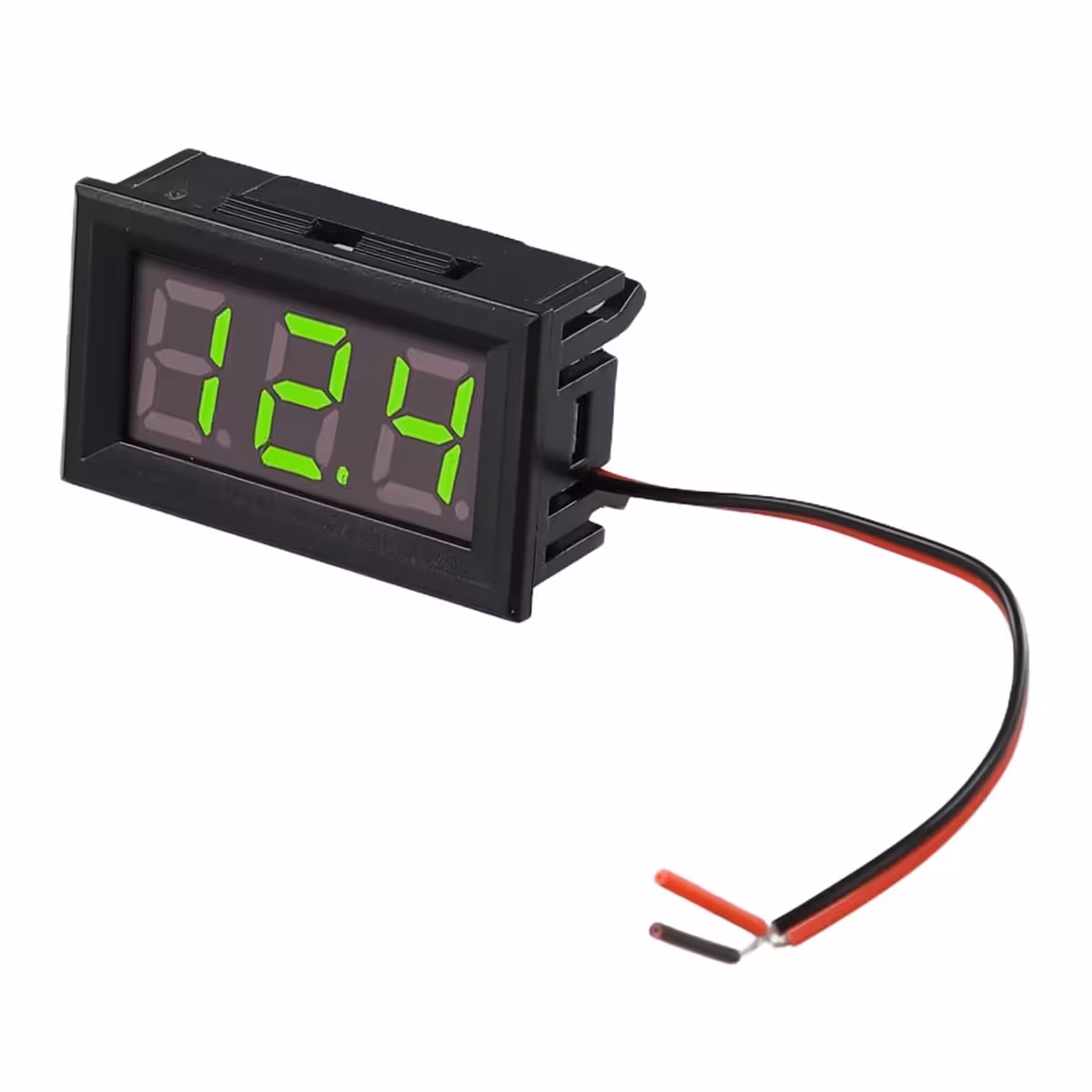 Подробно изображение с кабела на цифровия панелен волтметър 5V-120V, показващо качеството и начина на свързване