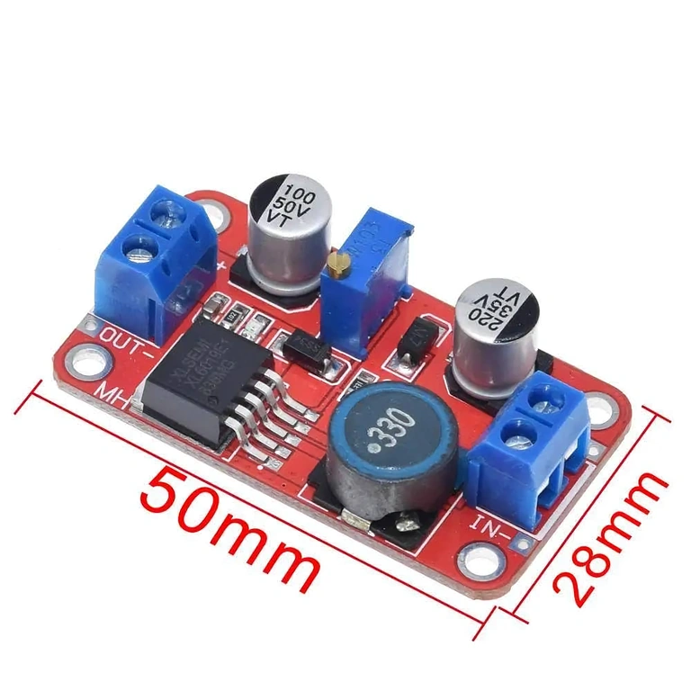 Модул XL6019 DC-DC Boost Converter – размери Размери на XL6019 DC-DC Boost Converter: 50 мм x 28 мм x 13 мм, перфектен за интегриране в различни проекти