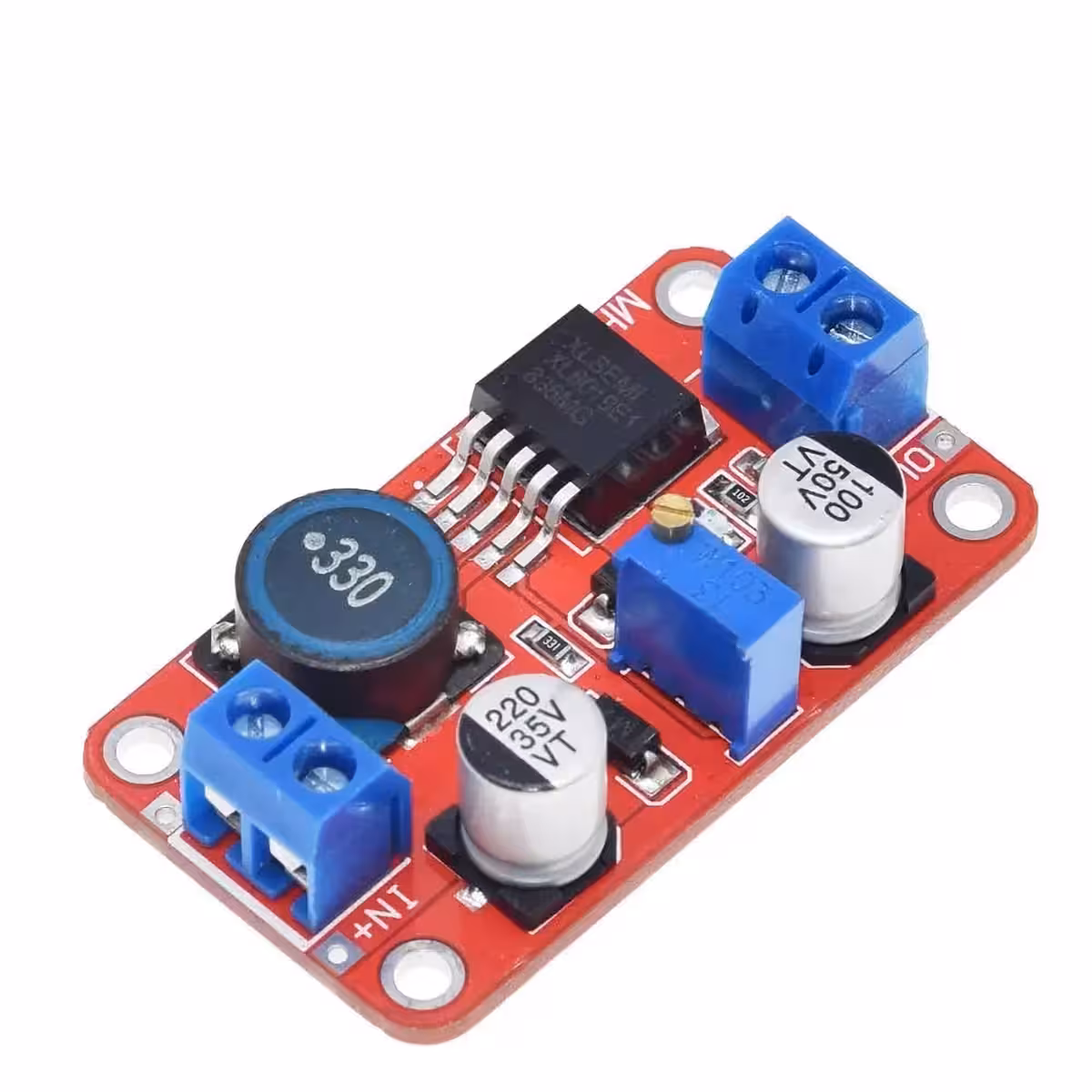 XL6019 DC-DC Boost Converter, ясен преден изглед за детайлна оценка на дизайна