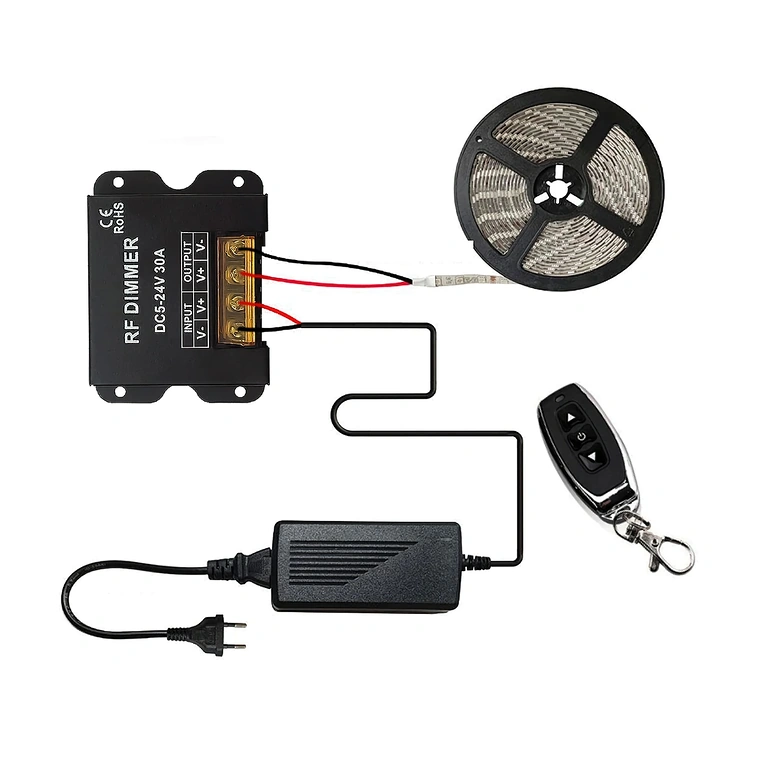 Схема за свързване на димер за LED лента DC 5V 12V 24V 30A