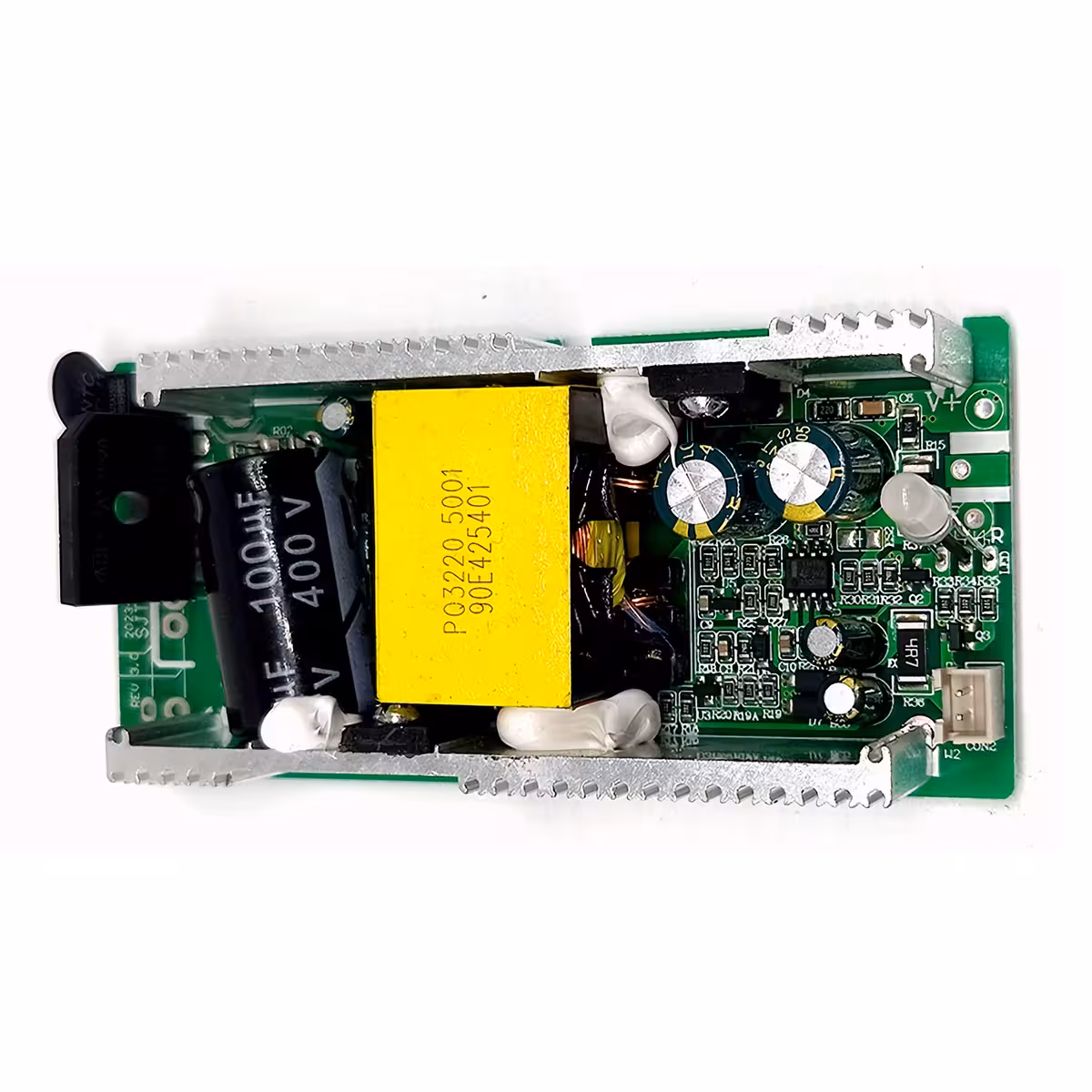 Електронна платка вътре в зарядно 60V Li-Ion 2A – компоненти и защити