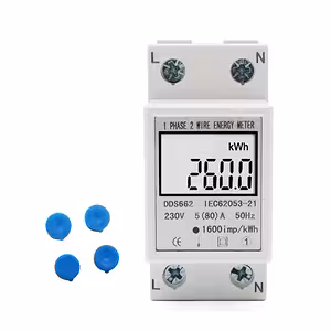 Еднофазен електромер проходен с дигитален дисплей за мониторинг на енергийна консумация, монтаж на DIN шина