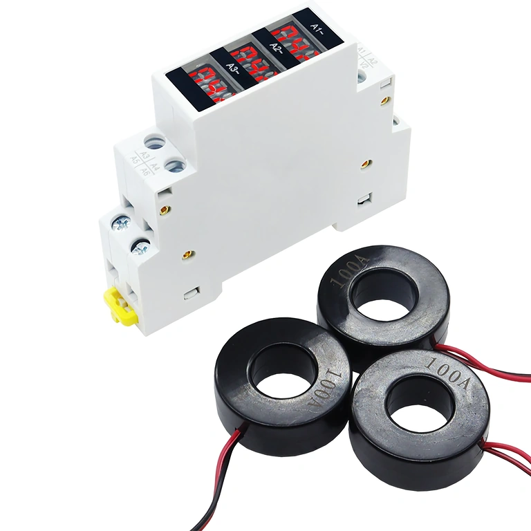 Прецизно измерване на ток 1–100A с цифров трифазен амперметър