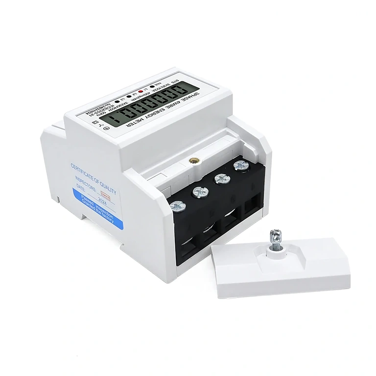 Монтаж на цифровия трифазен електромер на DIN шина в електрически панел