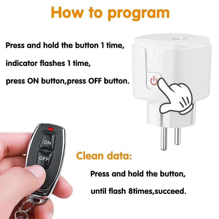 Смарт контакт с RF433 дистанционно управление, лесен за инсталиране, plug & play