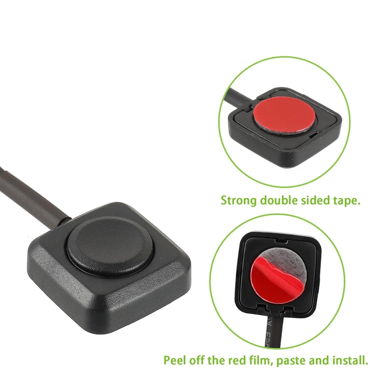 Задна част на мини бутона с двойнозалепваща лента за монтаж