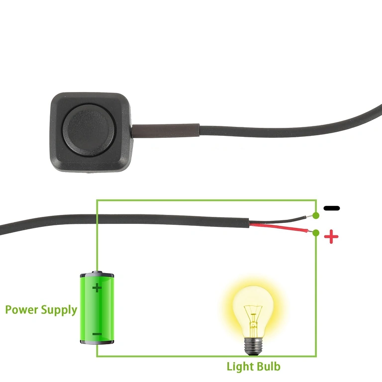 Схема на свързване: червен = плюс, черен = минус