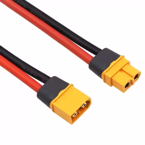 Конектор XT60 Женски + Мъжки с Дебел Кабел 12AWG 30 см – XT60H За Батерии с Голям Капацитет