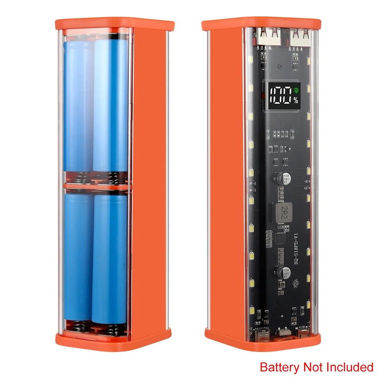 Вътрешност на корпуса на power bank за 8 батерии 18650