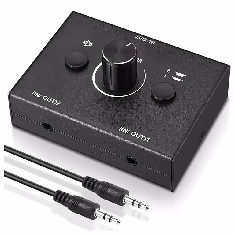 Стерео HiFi Аудио Превключвател – Selector за Източници, Сигнал за Колонки и RCA/Jack 3.5 мм Сплитер