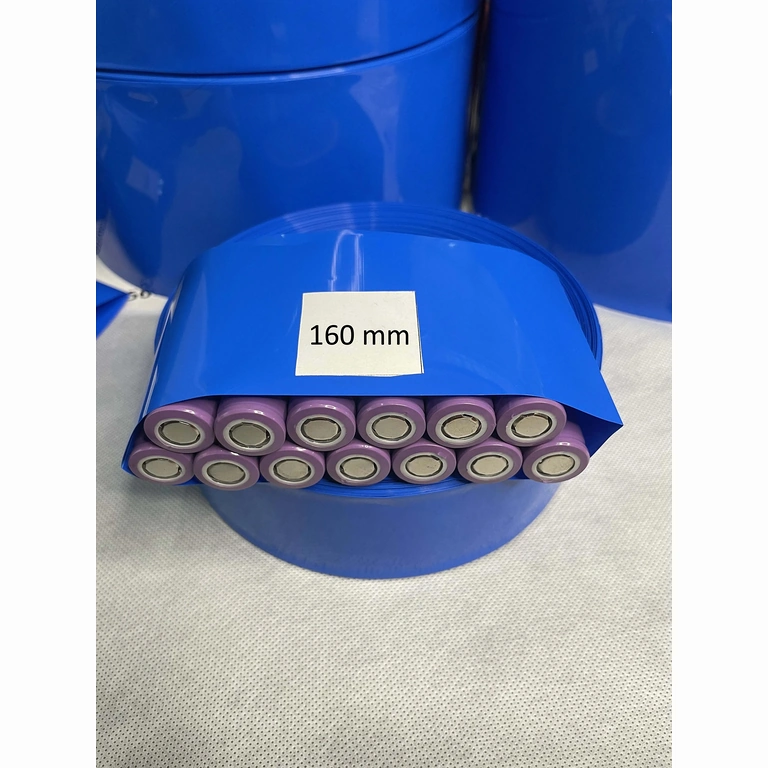 Синя термосвиваемa тръба 160 мм за пакети батерии 18650