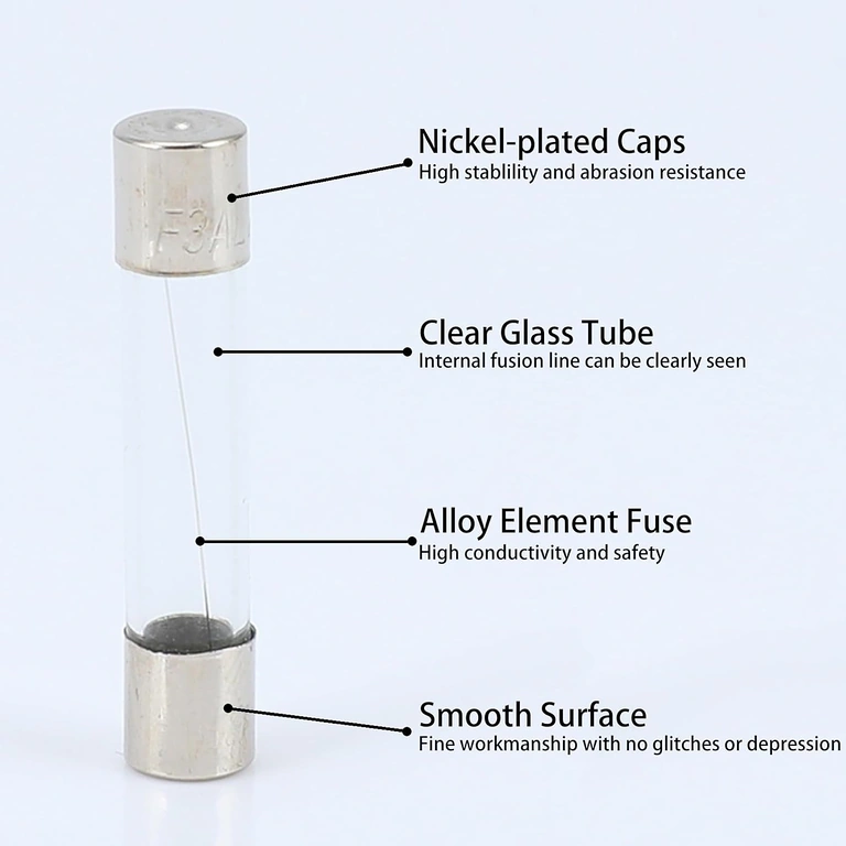 Детайл на метални краища на предпазител 10A 5x20мм