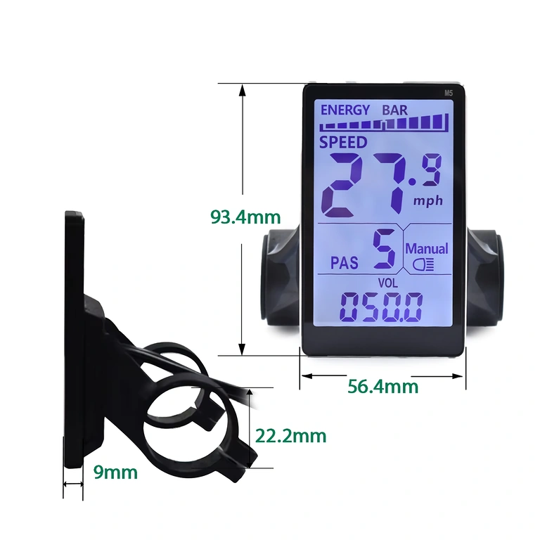 Компактни размери 110x55x30 mm на контролер M5 за електрически велосипед