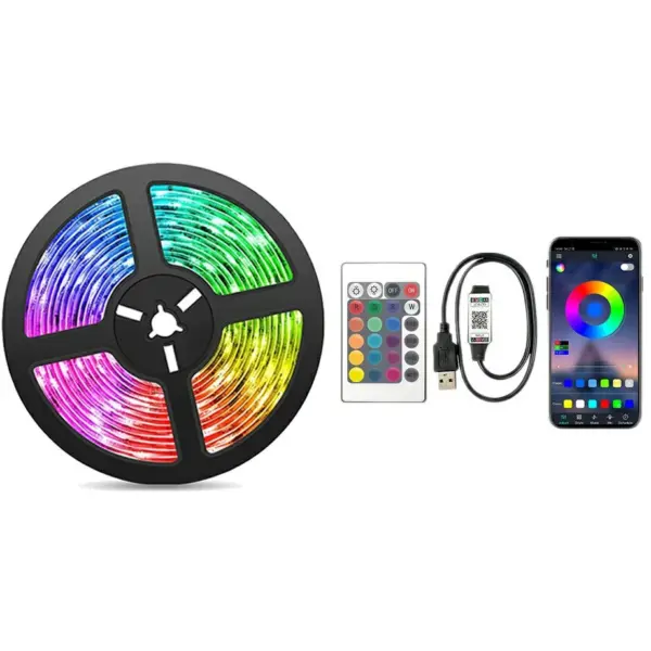 LED лента RGB 10m TV USB bluetooth с дистанционно управление и лека игра към музиката