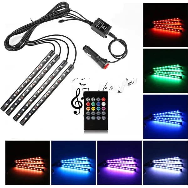 Автомобилни амбиентни светлини RGB LED лента комплект за вътрешно осветление на автомобила
