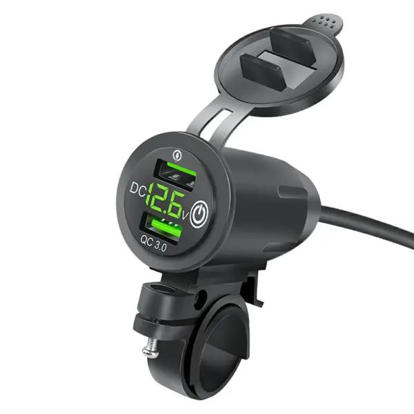 Зарядно за телефон USB букса Волтметър Мото мотоциклет QC 3.0 A бързо зареждане