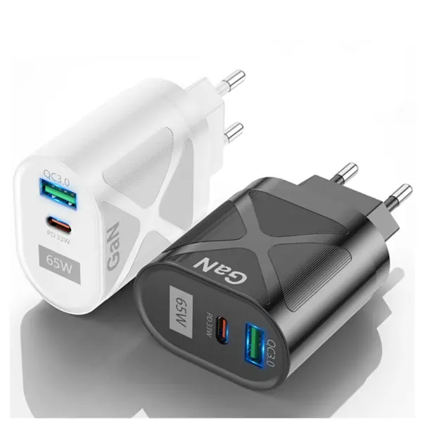 Зарядно телефон таблет Apple iPhone Samsung USB type C супер бързо зарядно устройство PD QC GaN 65W