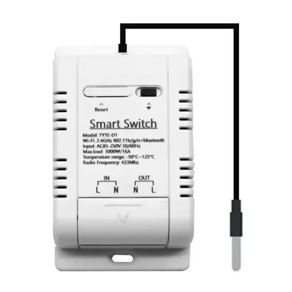 Термостат реле с температурен датчик tuya smart life intelligent wireless wifi 220V 16A