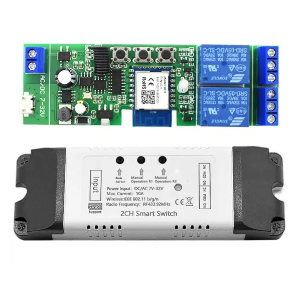 WiFi 5V 12v 24V безжичен 2-канален интелигентен релеен модул за приложението Tuya Smart Life
